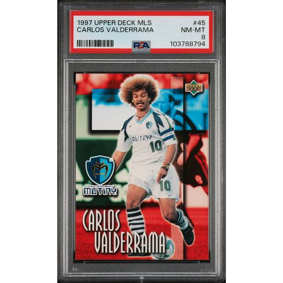 1997 Upper Deck MLS #45 Carlos Valderrama PSA 8 Nm-Mt Tampa Bay Mutiny El Pibe - Picture 1 of 2